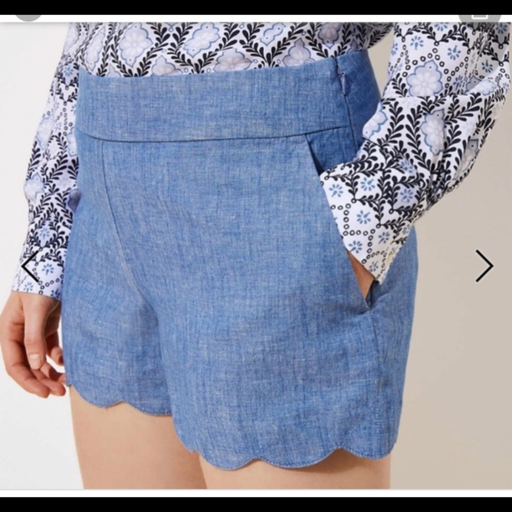 LOFT scallop chambray shorts